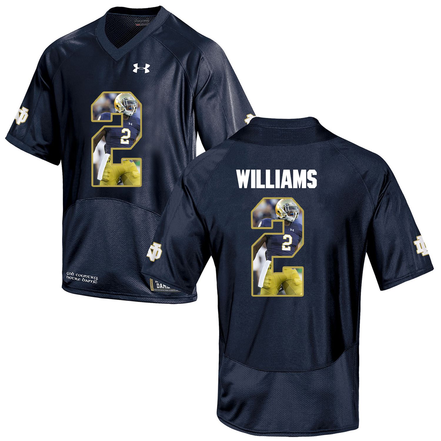 Men Norte Dame Fighting Irish #2 Williams Navy Blue Fashion Edition Customized NCAA Jerseys